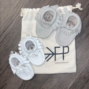 Freshly Picked Light Gray and White Baby Moccasin Bundle Lot
